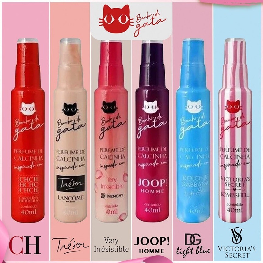 😻 Kit Banho de Gata com 6 Perfumes de Calcinha - kit de 6