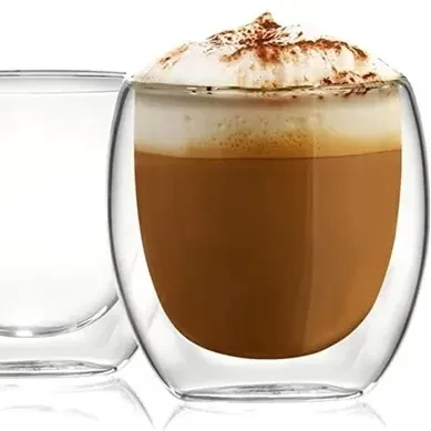 Conjunto 2 Copos P/ Café Dupla Parede De Vidro 80ml Borossilicato